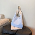 Grand sac cabas à carreaux pour femmes avec doublure à nœuds bleus et cordon élégant - Bleu Face B (Impression de Lettres)