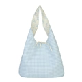Blaue Tragetasche aus Canvas mit Karomuster, Schleife und geräumigem Design - Blau