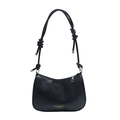 Chique zwarte hobo schoudertas met een geknoopte riem en zilveren metalen details - Zonder Hanger / Zwart