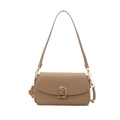 Elegant khaki rectangle shoulder bag with gold arch buckle and adjustable strap - Khaki