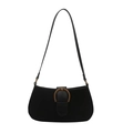 Minimalistische zwarte retro baguette tas met een stijlvolle goudkleurige metalen gesp - Zwart