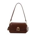 Chic vintage brown crossbody bag with smooth leather finish and golden metal clasp - Tan