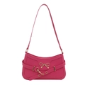 Trendy roze schoudertas met gouden metalen strik en oogriem in de moderne Y2K-stijl - rozenroze