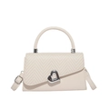 Creamy white crossbody bag with woven flap and silver heart buckle detail - Off White