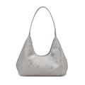 Silver-grey faux snake skin textured hobo shoulder bag with a modern crescent shape - Silver