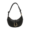 Modische schwarze geflochtene Halbmond-Tasche mit Knotendekor und goldener D-Schnalle - Schwarz