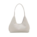 Cream snake-pattern leather hobo shoulder bag for women with minimalist half-moon design - White
