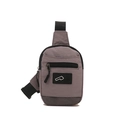 Minimalistische mauve nylon borsttas met ritssluiting en zwarte rubberen logo-patch - Grijs