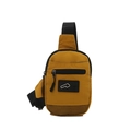 Minimalistische mosterdgele crossbody telefoontas met zwart gaas en verstelbare riem - Geel