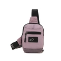 Sac bandoulière en nylon lilas avec sangle réglable et détails en maille noire - Violet