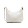 Bolso beige elegante con textura de serpiente y detalles en metal dorado - Blanco