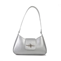 Minimalist metallic silver underarm shoulder bag with star charm for women - Silver