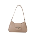 Minimalist beige faux leather underarm shoulder bag with star metal buckle detail - Khaki