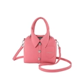 Borsa a mano rosa design colletto camicia in pelle PU granata con tracolla regolabile - Rosa