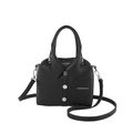 Modische schwarze Handtasche aus Kieselleder mit kreativem Hemdkragen-Design und Metallknöpfen - Schwarz