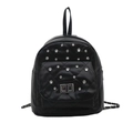 Sac à dos noir matelassé chic avec strass et bandoulière en chaîne argentée pour femme - Noir