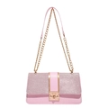 Chic pink glitter square crossbody bag with gold chain strap for women 2025 style - Pink
