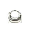 Fashion silver acrylic box bag with crescent shape and metal chain shoulder strap - Silver