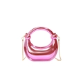 Hot pink acrylic box bag with a metallic finish and gold chain strap for women - Pink