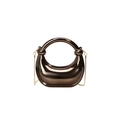 Metallic bronze acrylic box bag with half-moon shape and golden chain strap - Bronze