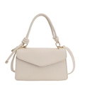 Petit sac à bandoulière crème avec texture tissée et poignée tressée pour femme - Blanc