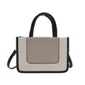 Borsa a mano grande bicolore con manici e tracolla in crema e grigio per donna - Bianco Patchwork Tessuto Grigio