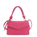 Sac à bandoulière rose fuchsia tissé pour femme avec détails en métal doré. - Rose