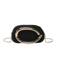 Petit sac rond noir minimaliste avec décoration dorée en arc et bandoulière chaîne - Noir