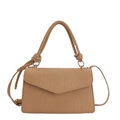 Petit sac à main carré pour femme avec texture tissée et poignée en corde nouée - Kaki