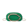 Bright green crossbody bag with bold gold C-clasp and metallic chain shoulder strap - Green