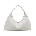 Minimalistische große weiße Hobo-Tragetasche aus hochwertigem Kunstleder für Damen - Weiß