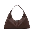 Dunkelbraune große Hobo-Schultertasche aus weichem Leder mit Doppelreißverschluss - Braun