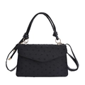 Elegante zwarte getextureerde mini-crossbodytas met een stijlvolle knoopsluiting - Zwart