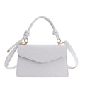 Stijlvolle witte retro vierkante handtas voor dames met knoophengsel en crossbody riem - Wit