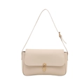 Borsa sottobraccio crema chic con chiusura dorata e tracolla sottile regolabile - Bianco
