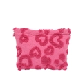 Cute soft plush pink heart-patterned cosmetic bag for lipstick and makeup storage - Pink