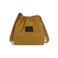 Mustard yellow nylon drawstring bucket bag with adjustable straps and logo patch - Yellow