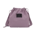 Minimalist lavender nylon drawstring bucket bag with branded Fanyissa woven label - Purple