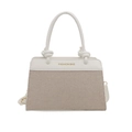 Borsa bicolore alla moda con trama intrecciata ed eleganti dettagli del manico annodato - Bianco