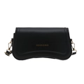 Borsa sottobraccio nera minimalista con scritta dorata e base dal design ondulato - Nero