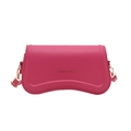 Borsa a spalla minimalista fucsia in ecopelle con testo dorato e design curvo - rosa acceso