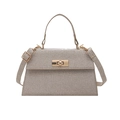 Sac à main chic en tissage doré avec texture métallique et fermoir rotatif élégant - Doré