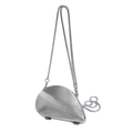 Borsa a mano argentata con texture a coste concentriche e tracolla a catena sottile - Argento