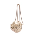 Elegante goldene Abendtasche in Rosenform mit 3D-Blütenblättern und einer feinen Kette - Gold