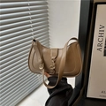 Borsa a spalla francese in pelle kaki con fibbia dorata per la moda estate 2025 - Cachi