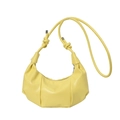 Fashionable bright yellow crescent shoulder bag with pleated PU leather and knotted strap - Yellow