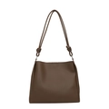 Minimalist vintage dark brown leather tote bag with knot strap detail for women - Brown