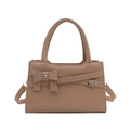 Elegant khaki bow square handbag with adjustable shoulder strap for women - Khaki