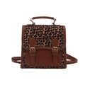 Chic brown leopard print backpack for women with leather straps and gold buckles - Brown