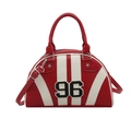 Retro Bowling-Tasche in Rot-Weiß mit 96-Aufnäher und abnehmbarem Schultergurt - Rot